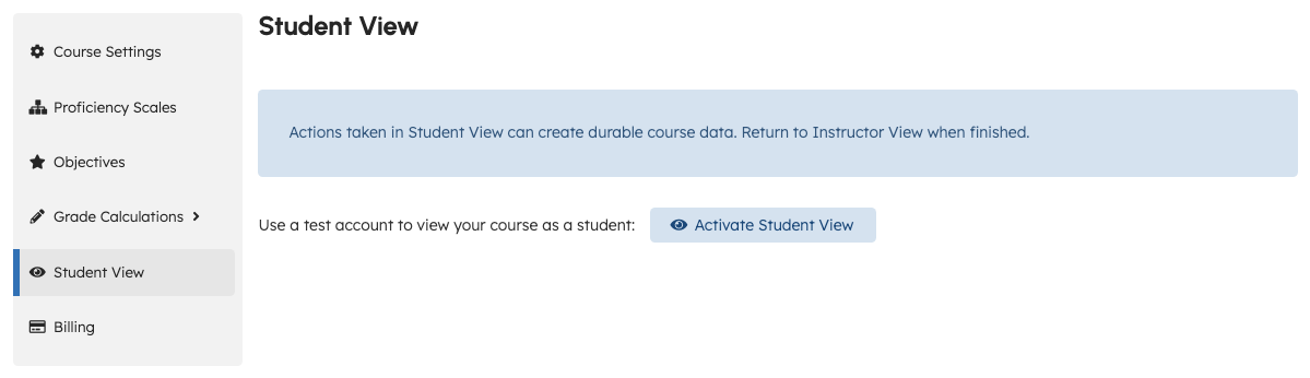 Student View settings with Activate Student View on a paid course