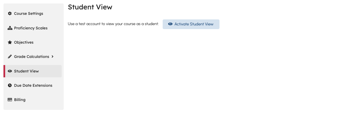 Student View settings with Activate Student View on a paid course