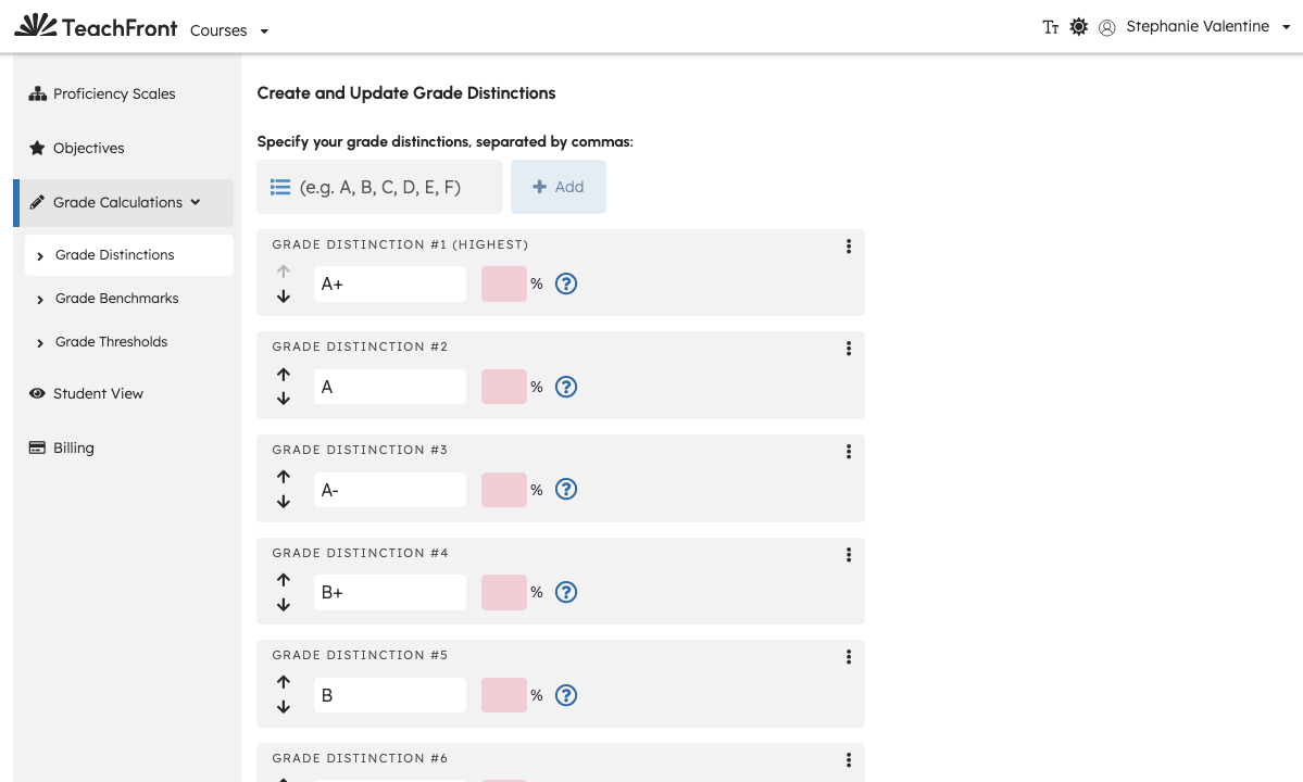 Grade Distinctions in Course Settings