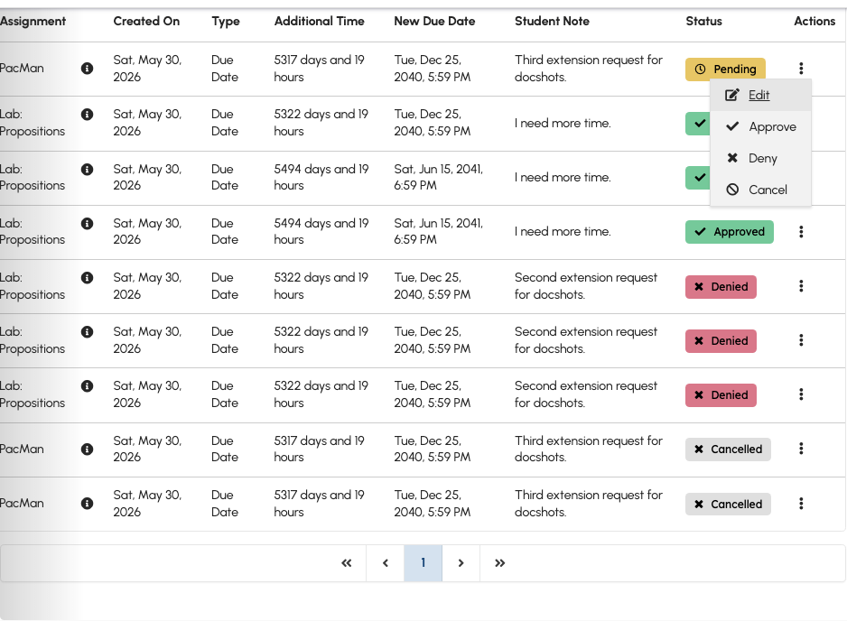 Pending extension actions menu with Cancel