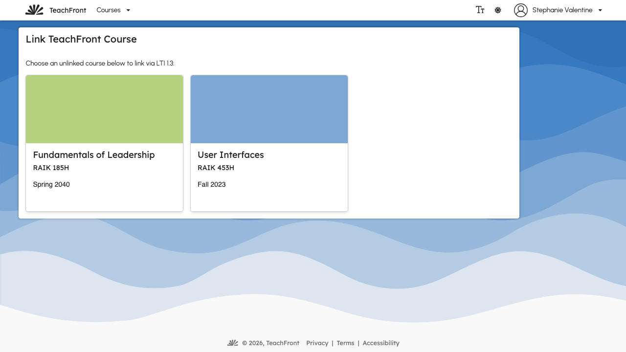Link TeachFront course to Canvas after LTI launch